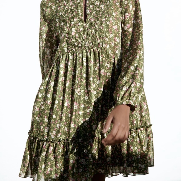 Zara limited edition floral print green dress - Picture 2 of 10